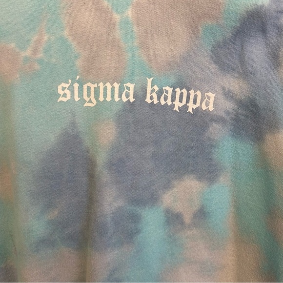 Sigma Kappa Sorority Hoodie Blue Tie-Dye Size Large Pullover Sweatshirt - Picture 2 of 6